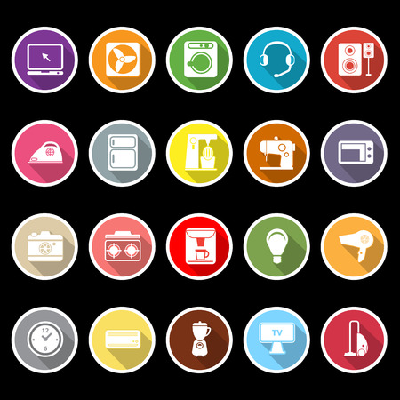 Electrical machine icons with long shadowのイラスト素材