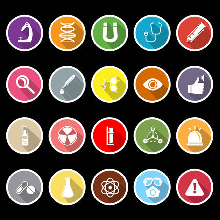 Science icons with long shadowのイラスト素材