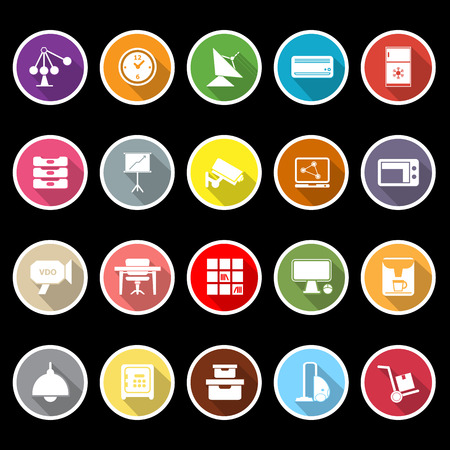 General office icons with long shadowのイラスト素材