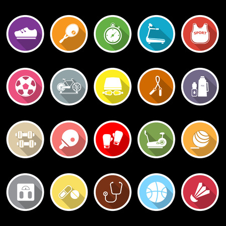 Fitness icons with long shadow, stock vectorのイラスト素材