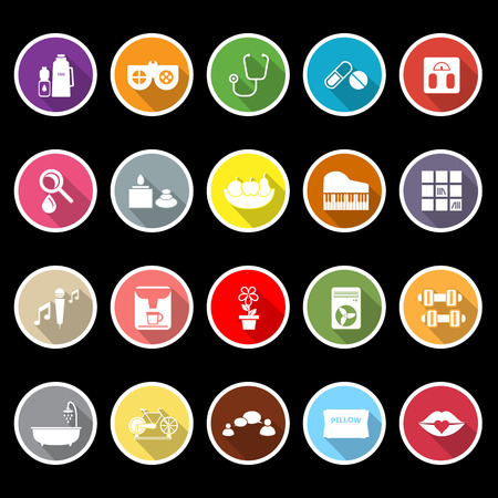 Wellness icons with long shadow, stock vectorのイラスト素材