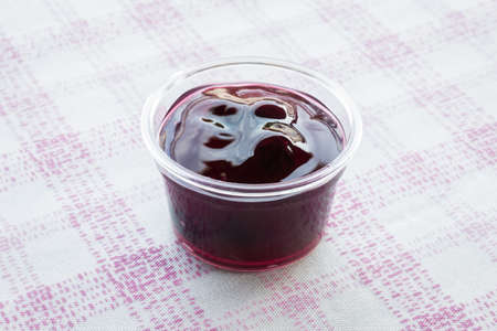Cup of delicious blueberry sauce, stock photoの写真素材