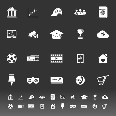 General online icons on gray background, stock vectorのイラスト素材