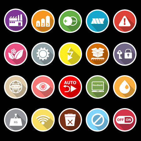 Electronic sign flat icons with long shadow, stock vectorのイラスト素材