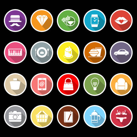 Department store item flat icons with long shadow, stock vectorのイラスト素材