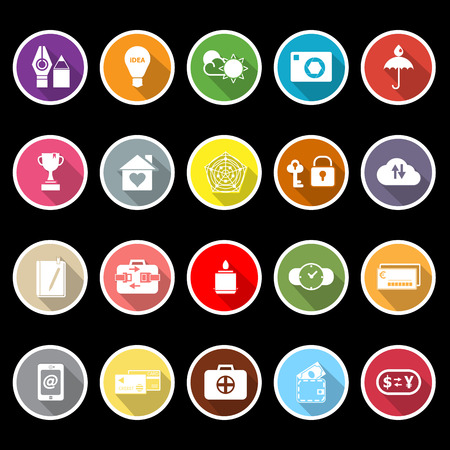 Insurance sign flat icons with long shadow, stock vectorのイラスト素材