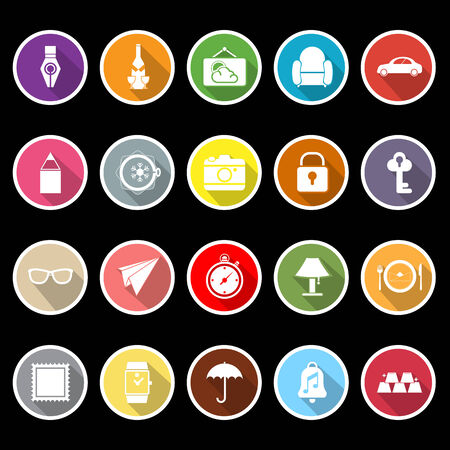 Vintage collection flat icons with long shadow, stock vectorのイラスト素材