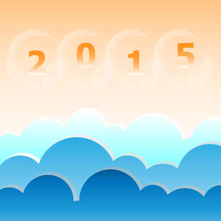 New year 2015 blue sky background, stock vectorのイラスト素材