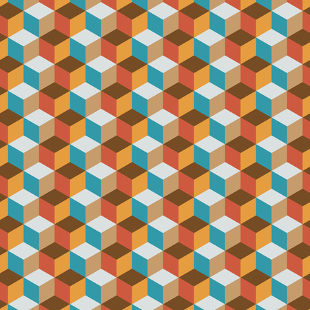 Vintage cube flat color background, stock vectorのイラスト素材