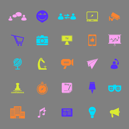 Media marketing color icons on gray background, stock vectorのイラスト素材