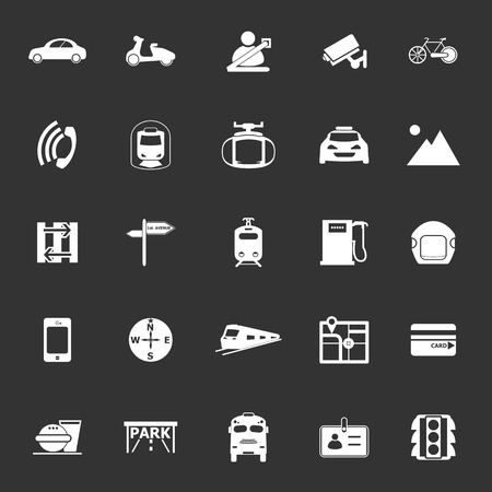 Land transport related icons on gray background, stock vectorのイラスト素材
