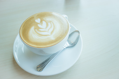 Hot cup of coffee latte, stock photoの写真素材