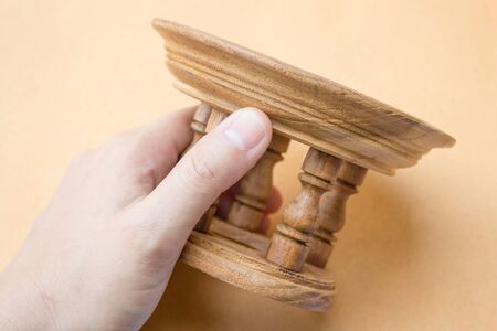 Oriental style of wood carving tray, stock photoの写真素材