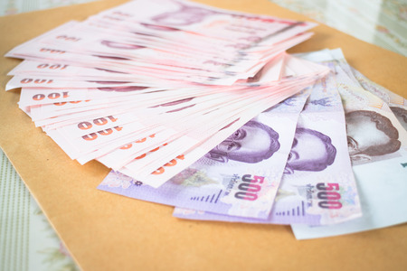 Thai baht banknotes money, stock photoの写真素材
