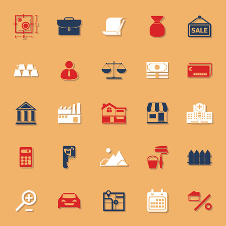 Mortgage and home loan classic color icons with shadow, stock vectorのイラスト素材