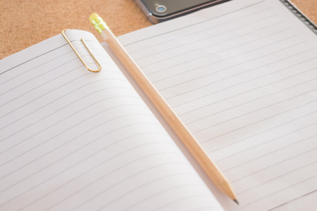 Simple office desk with necessary tool, stock photoの写真素材