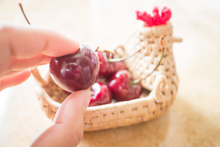 Sweet ripe fresh cherry berries, stock photoの写真素材