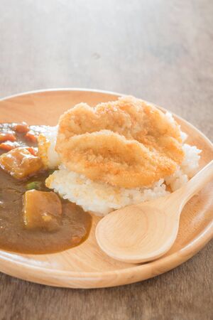 Curry rice with fried pork, stock photoの写真素材