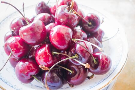 Sweet ripe fresh cherry berries, stock photoの写真素材