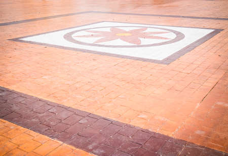 Flower print on old brick wall texture, stock photoの写真素材