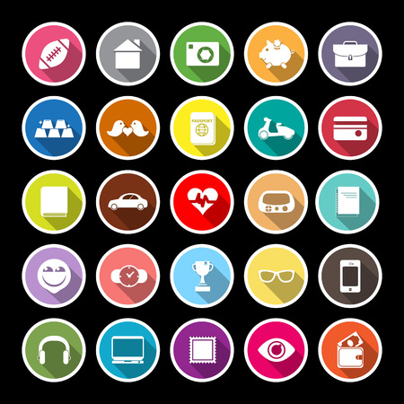 Personal data flat icons with long shadowのイラスト素材