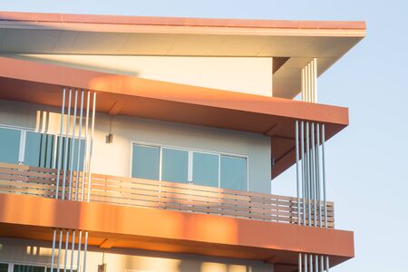 Beautiful sky shading on new building, stock photoの写真素材