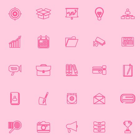 Data and information pink line icons, stock vectorのイラスト素材