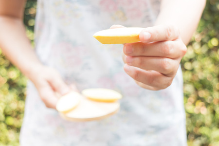 Hand on serving Thai traditional york cookies, stock photoの写真素材