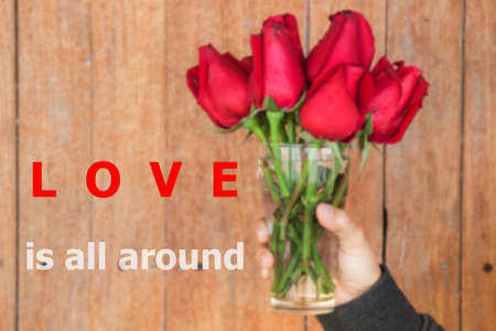 Love is all around quote design poster, stock photoの写真素材