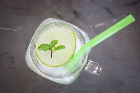 Cup of honey lime healthy drink, stock photoの写真素材