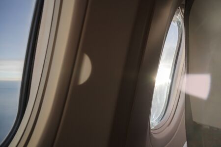 Natural sun light to airplane cabin, stock photo