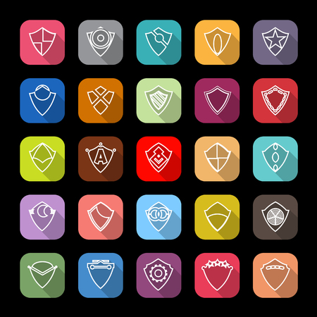 Design shield line icons with long shadowのイラスト素材