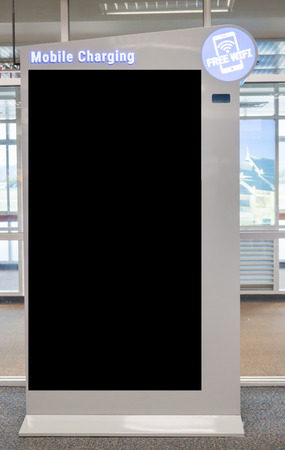 Empty digital monitor in office, stock photoの写真素材