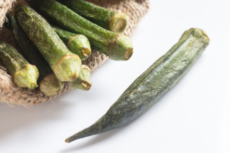 Healthy okra chips on clean background, stock photoの写真素材