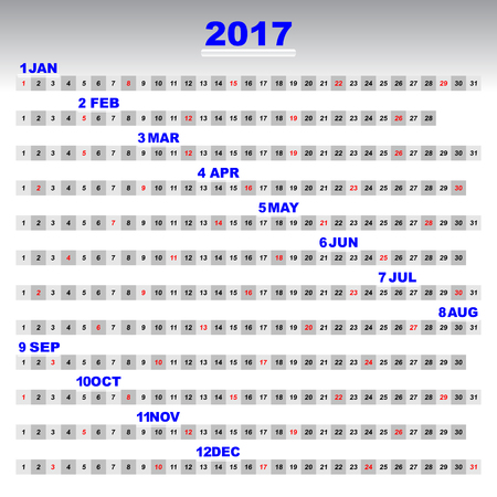 Design 2017 calendar simple template 12 months, stock vectorのイラスト素材
