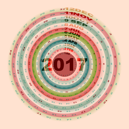 Christmas color rings design template of 2017 calendarのイラスト素材