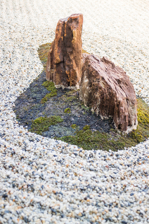 Zen gardens typically contain gravel and bare stones, stock photoの写真素材