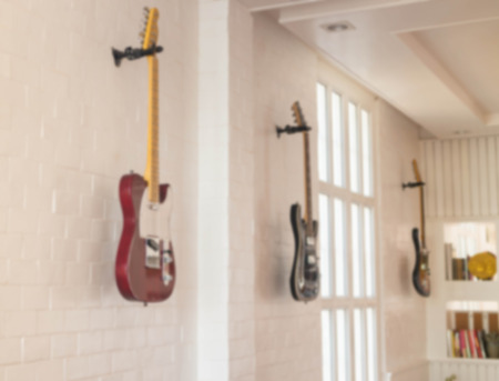 Blurred electric  guitar in the shop, stock photoの写真素材