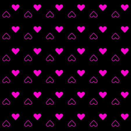 Pink heart pattern on black background, stock vectorのイラスト素材