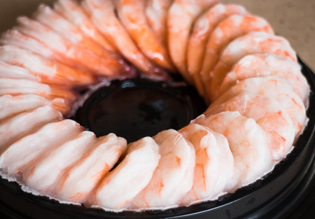 Tray Of Frozen Pile Shrimp, stock photoの写真素材