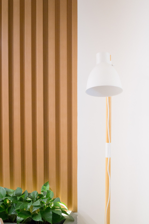 Contemporary Wooden Light In Minimal Room Style, stock photoの写真素材