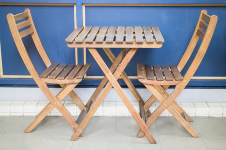 Wooden Folding Table And Chairs, stock photoの写真素材