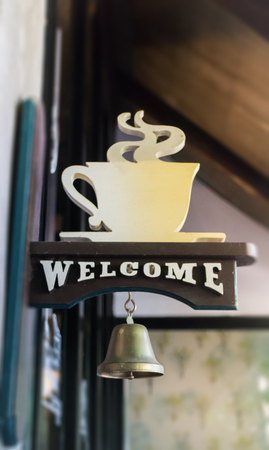 Coffee shop welcome bell vintage style, stock photoの写真素材