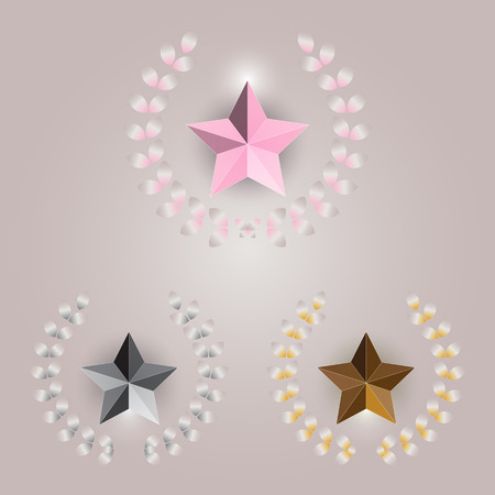 Star and laurel wreath on bright background, stock vectorのイラスト素材