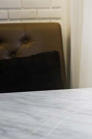 Stone table top in coffee shop interior, stock photoの写真素材