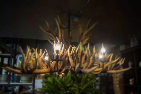 Artificial reindeer antlers light lamp, stock photoの写真素材