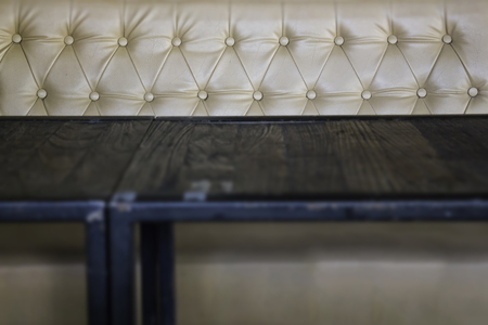 Empty table in vintage living room, stock photoの写真素材