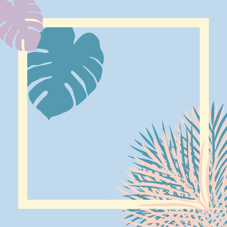 Pastel tropical garden picture frame, stock vectorのイラスト素材