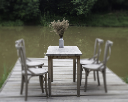 Available restaurant overlooking the river, stock photo