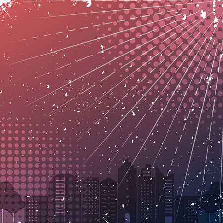 Created city in comic frame background, stock vectorのイラスト素材